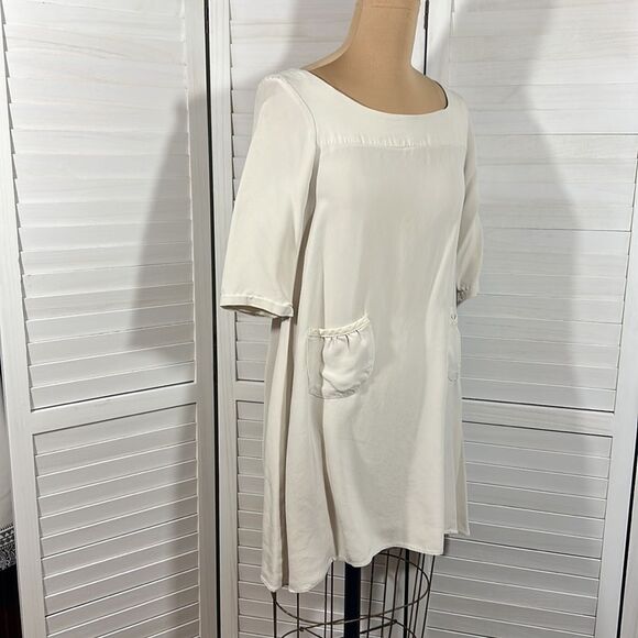 Fluet Silk Mini Dress Size Small Cream Off White - Picture 4 of 12